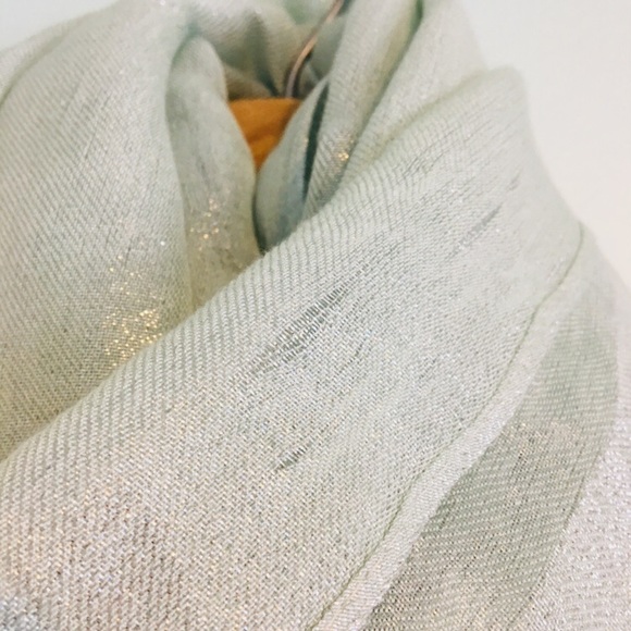 Light Turquoise Shimmery Scarf with Tassels - Picture 5 of 5